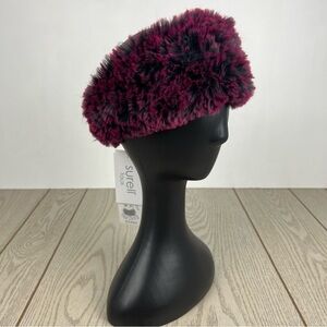 Surell Rex Rabbit Faux Fur Knit Stretch Headband OS Raspberry $65